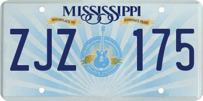 MS license plate ZJZ175