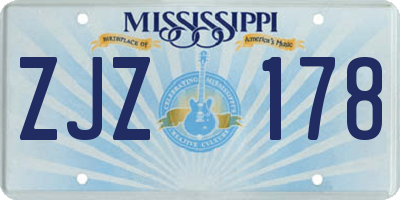 MS license plate ZJZ178