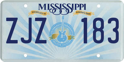 MS license plate ZJZ183