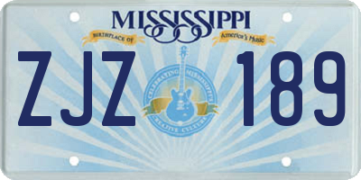 MS license plate ZJZ189