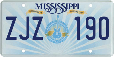 MS license plate ZJZ190
