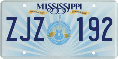 MS license plate ZJZ192
