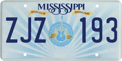 MS license plate ZJZ193