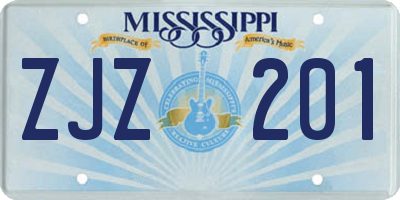 MS license plate ZJZ201