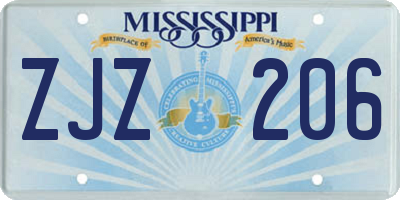 MS license plate ZJZ206