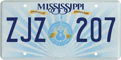 MS license plate ZJZ207