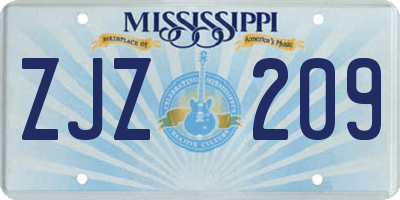 MS license plate ZJZ209