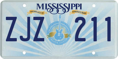 MS license plate ZJZ211