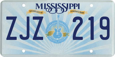 MS license plate ZJZ219