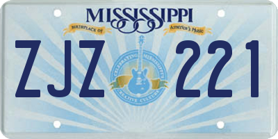 MS license plate ZJZ221
