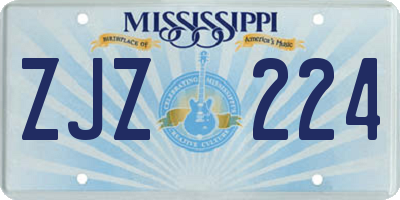 MS license plate ZJZ224
