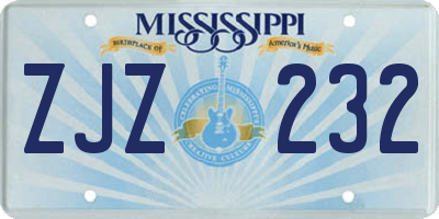 MS license plate ZJZ232