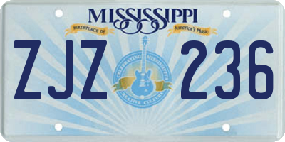 MS license plate ZJZ236