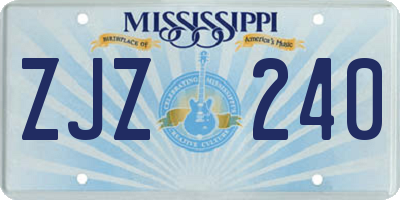 MS license plate ZJZ240