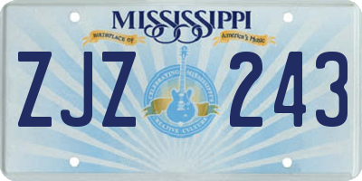 MS license plate ZJZ243