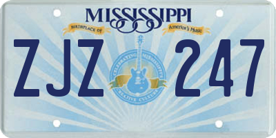 MS license plate ZJZ247