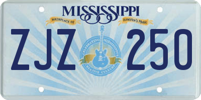 MS license plate ZJZ250