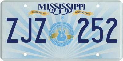 MS license plate ZJZ252