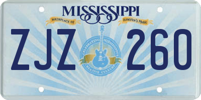 MS license plate ZJZ260