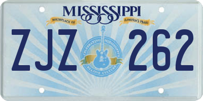MS license plate ZJZ262