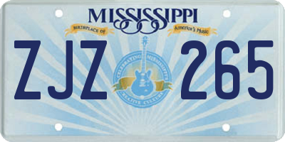 MS license plate ZJZ265