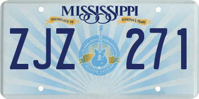 MS license plate ZJZ271