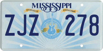 MS license plate ZJZ278