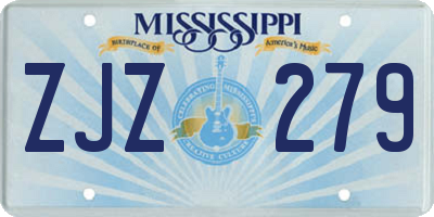 MS license plate ZJZ279