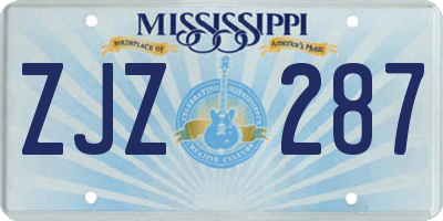 MS license plate ZJZ287