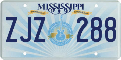 MS license plate ZJZ288