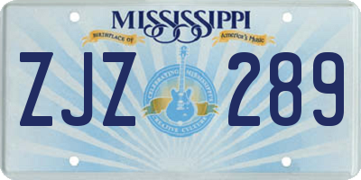 MS license plate ZJZ289