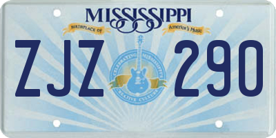 MS license plate ZJZ290
