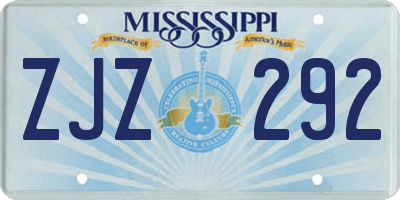 MS license plate ZJZ292