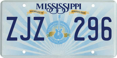 MS license plate ZJZ296