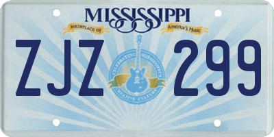 MS license plate ZJZ299