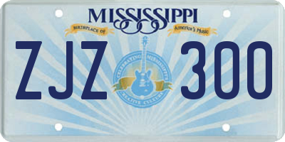 MS license plate ZJZ300