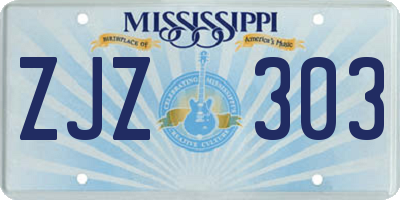 MS license plate ZJZ303