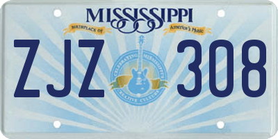 MS license plate ZJZ308