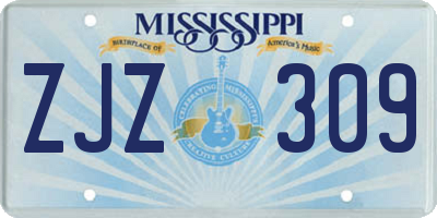 MS license plate ZJZ309