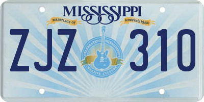 MS license plate ZJZ310