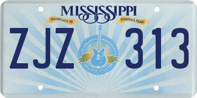 MS license plate ZJZ313
