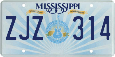 MS license plate ZJZ314