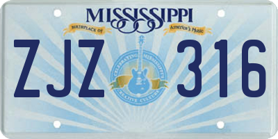 MS license plate ZJZ316