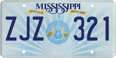MS license plate ZJZ321