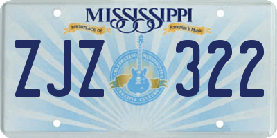 MS license plate ZJZ322
