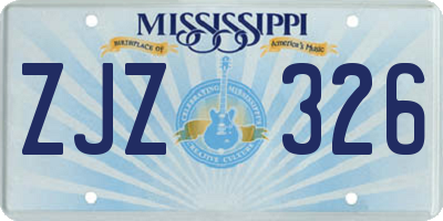 MS license plate ZJZ326