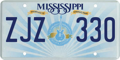 MS license plate ZJZ330