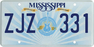 MS license plate ZJZ331