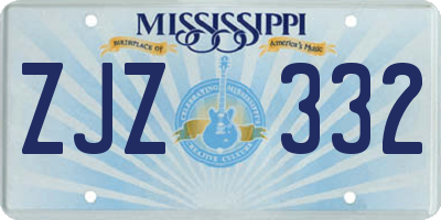 MS license plate ZJZ332