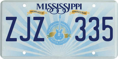 MS license plate ZJZ335